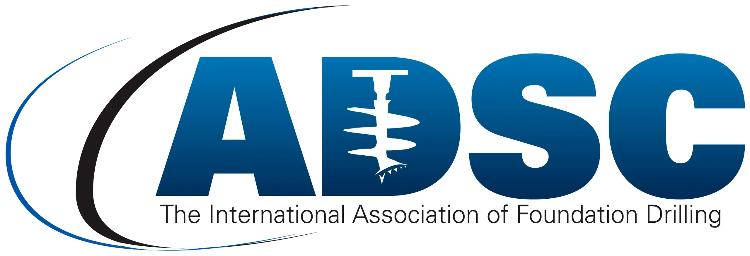 Logo of the ADSC: The International Association of Foundation Drilling, featuring large blue letters "ADSC" with a stylized drill in place of the letter "D.